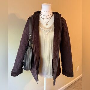 Blair Beige Ribbed Knit V-Neck Sweater Top Lace Detail Short Sleeve Large Layer